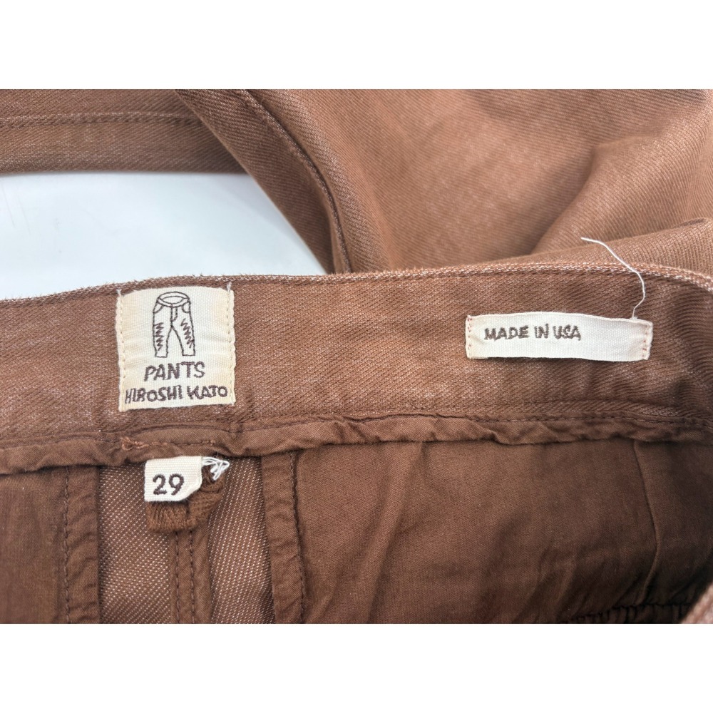 Hiroshi KATO Pants Men's Size 29 X 32" Brown The Axe Chino Slim Fit Cotton USA